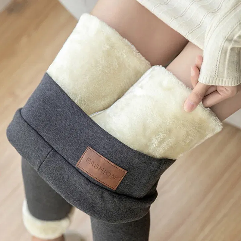 Color: Blue, Size: L - Thermal Leggings Women Winter Warm High Waist Simplicity Warm Pants Fashion Black Elasticity Autumn Velvet Comfortable Leggins
