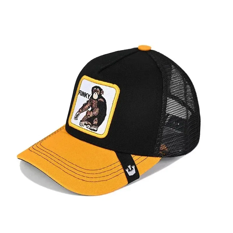 Color: Dark Grey - Baseball Caps Men Women Snapback Hip Hop Cap With Fashion Animals Embroidery Summer Breathable Mesh Trucker Caps Streetwear Bone