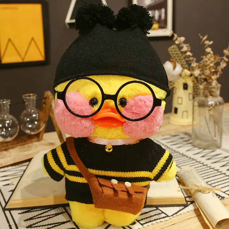 Color: black, Height: 11cm-30cm - 30cm Cute LaLafanfan Cafe Duck Plush Toy Kawaii LaLafanfan Duck Doll Soft Stuffed Animal Plush Pillow Birthday Gifts for Kids