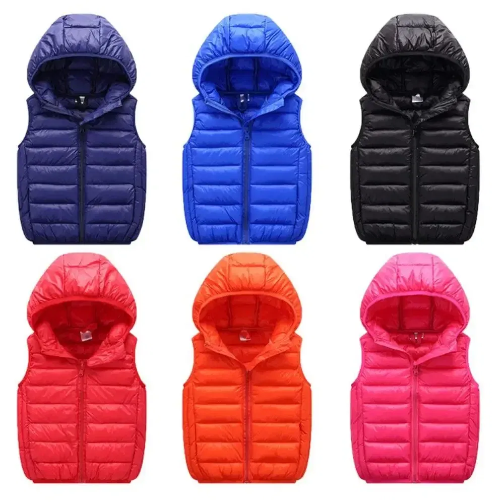 Color: Blue, Kid Size: 4T - Fall Solid Waistcoat Children Outerwear Winter Coats Kids Clothes Warm Boys and Girls Hooded Vest for Age 2-12 Years Old