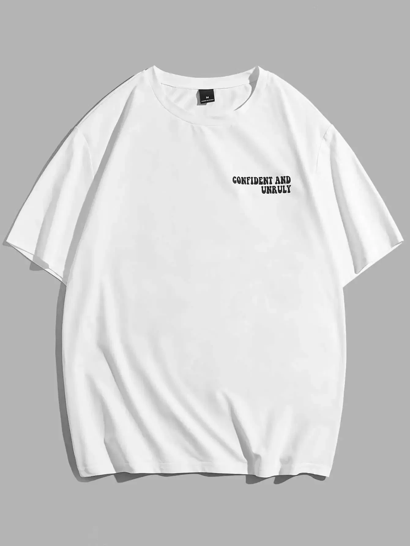 Color: Black, Size: L - Confident And Unruly Attitude Determines Direction Men T Shirt Cotton Shirt Street Loose T-Shirts Summer Breathable Short Sleeve
