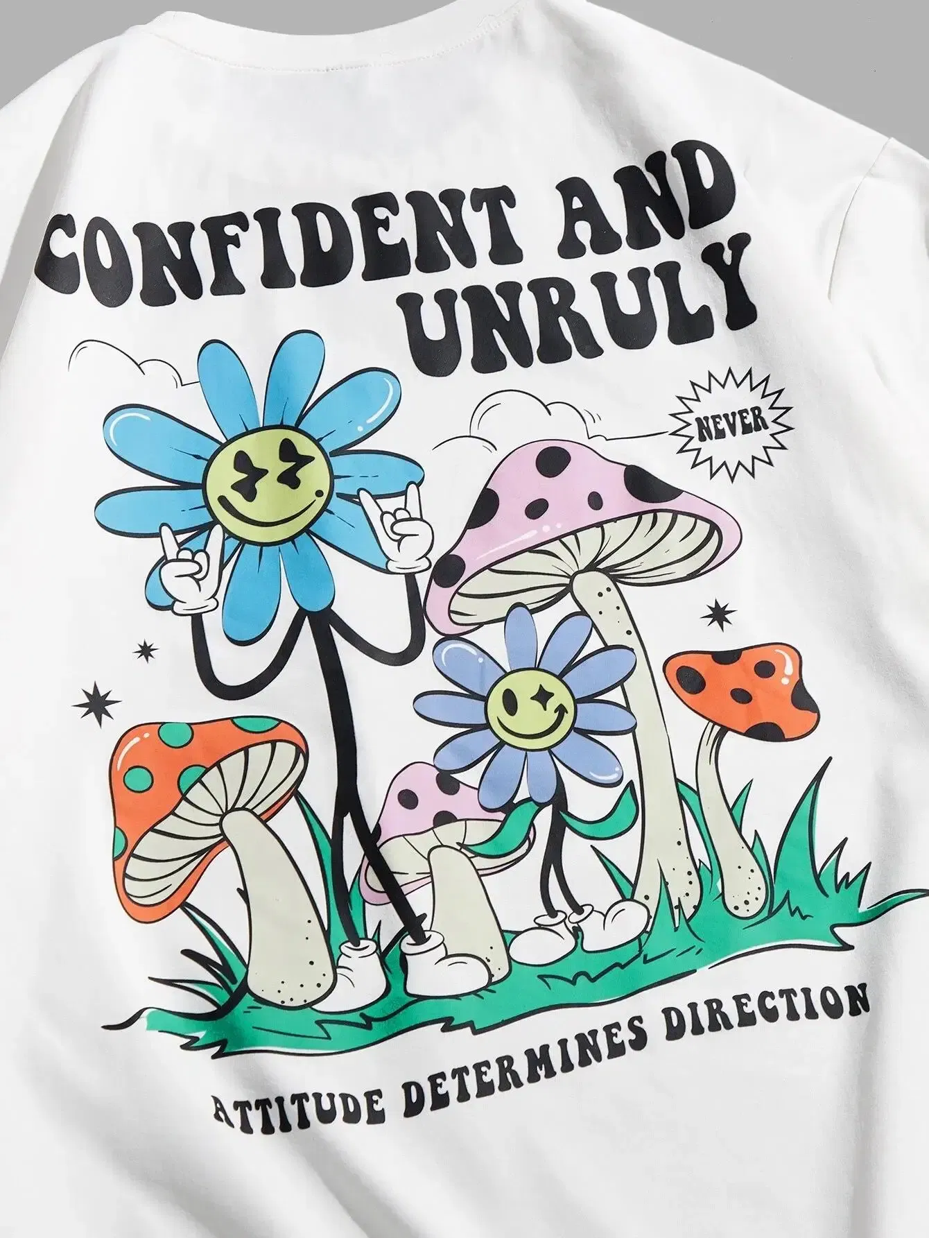 Color: Black, Size: L - Confident And Unruly Attitude Determines Direction Men T Shirt Cotton Shirt Street Loose T-Shirts Summer Breathable Short Sleeve