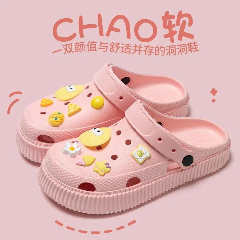 Color: Brown, Shoe Size: 38-39 - Shoes hole shoes girls wear outside couple bag head women cool slippers