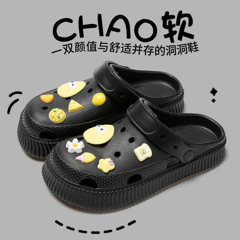 Color: Brown, Shoe Size: 38-39 - Shoes hole shoes girls wear outside couple bag head women cool slippers