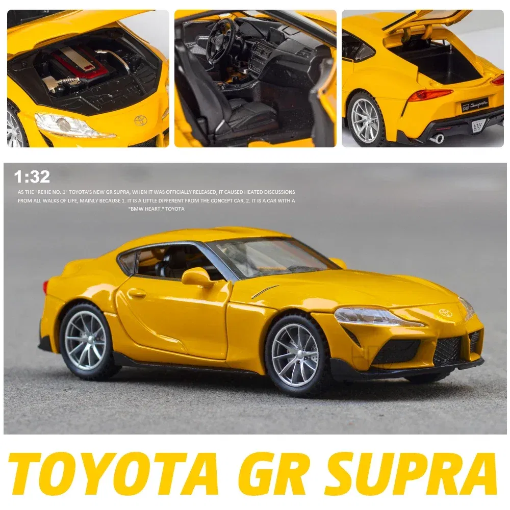 Color: black - 1:32 Toyota GR SUPRA Diecast Alloy Car Model High Simulation Metal Toy With Sound Light Pull Back For Kid Children Collection