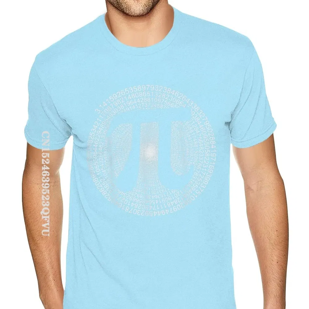 Color: SKY BLUE, Size: L - Classic Pi T Shirt 3,14 Pi Number Symbol Math Science Gift Tee Shirts For Men Make Your Own Soft Cotton HipHop Print Tee