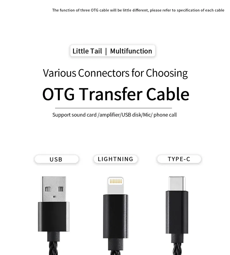 Color: MULTICOLOR - JCALLY OT4 OTG multi-function adapter cable Light-ning TPYE-C USB interface wire control for UP5 M3X UA2 ATOM LINK2 UA5 BEAM3S