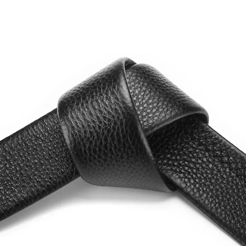 Color: green, Belt Length: 110cm - 2Pcs Men's Belt Fashion Without Buckle High End Belts Black Soft PU Leather Men Belts Body No Buckle Strap