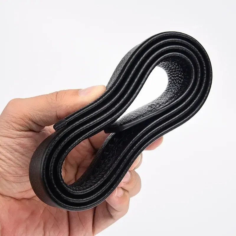 Color: green, Belt Length: 110cm - 2Pcs Men's Belt Fashion Without Buckle High End Belts Black Soft PU Leather Men Belts Body No Buckle Strap