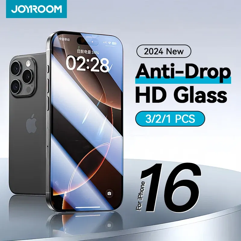 Bundle: Bundle 5, Material: High Definition - Joyroom 3/2/1PCS Full Screen HD Glass For iPhone 16 Pro Max HD Tempered Glass Screen Protector For iPhone 15 14 13 Pro Max