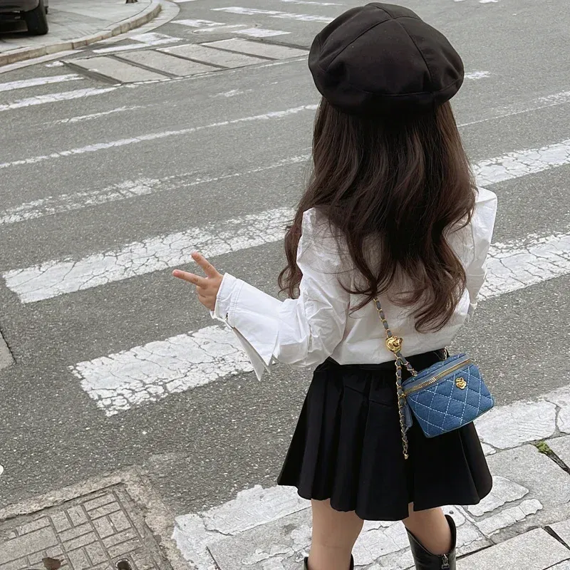 Color: SKY BLUE - New Fashion  Children's Bag Girl Baby Lingge Chain Bag Girl Crossbody Bag Handbag Bags For Girls  Free Shipping  Kids Bag