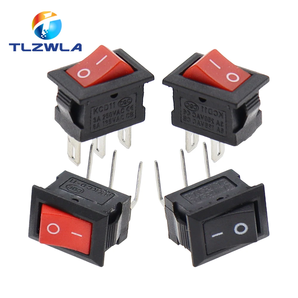 Color: army green, Size: 4XL - 5/10PCS KCD11 Rocker Switch 10*15mm Mini Push Button Switch ON-OFF / ON-OFF-ON 2 Pins / 3 Pins 3A 250VAC / 6A 125VAC 10x15mm