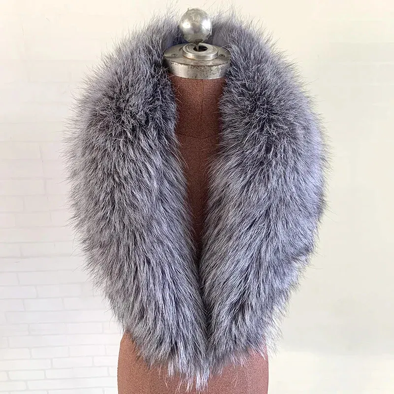 Color: light yellow, Size: XXXL - 100% Natural Real Fox Fur Collar For Women Men Coat Jacket Fur Scarf Winter Extra Large Size Neck Warmer Fur Scarf Shawls Wraps