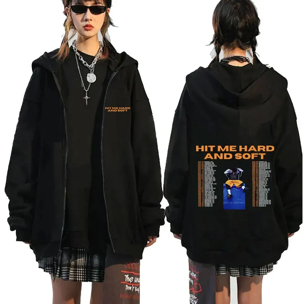 Color: army green, Size: L - Hit Me Hard and Soft 2025 Tour Zipper Hoodies Men Women Harajuku Pullovers Fashion Hip Hop Zip Up Sweatshirts Jackets Fans Gift