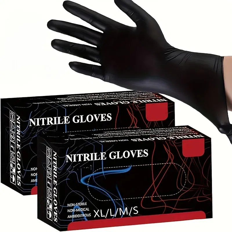 Color: Yellow, Size: S - 20/50/100PCS Disposable Black Nitrile Gloves for Household Use Latex Free Powder Free Cleaning Gloves Tattoo  Hairdressing Tools