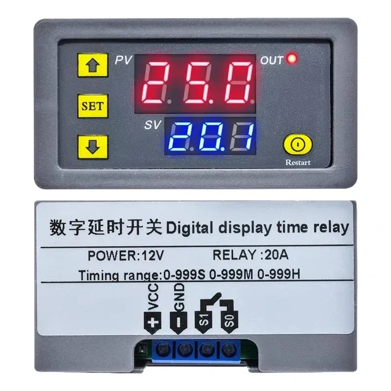 Color: Beige - T3230 220V24V12V Digital Time Delay Relay Dual LED Display Cycle Timer Control Switch Adjustable Timing Relay Time Delay Switch