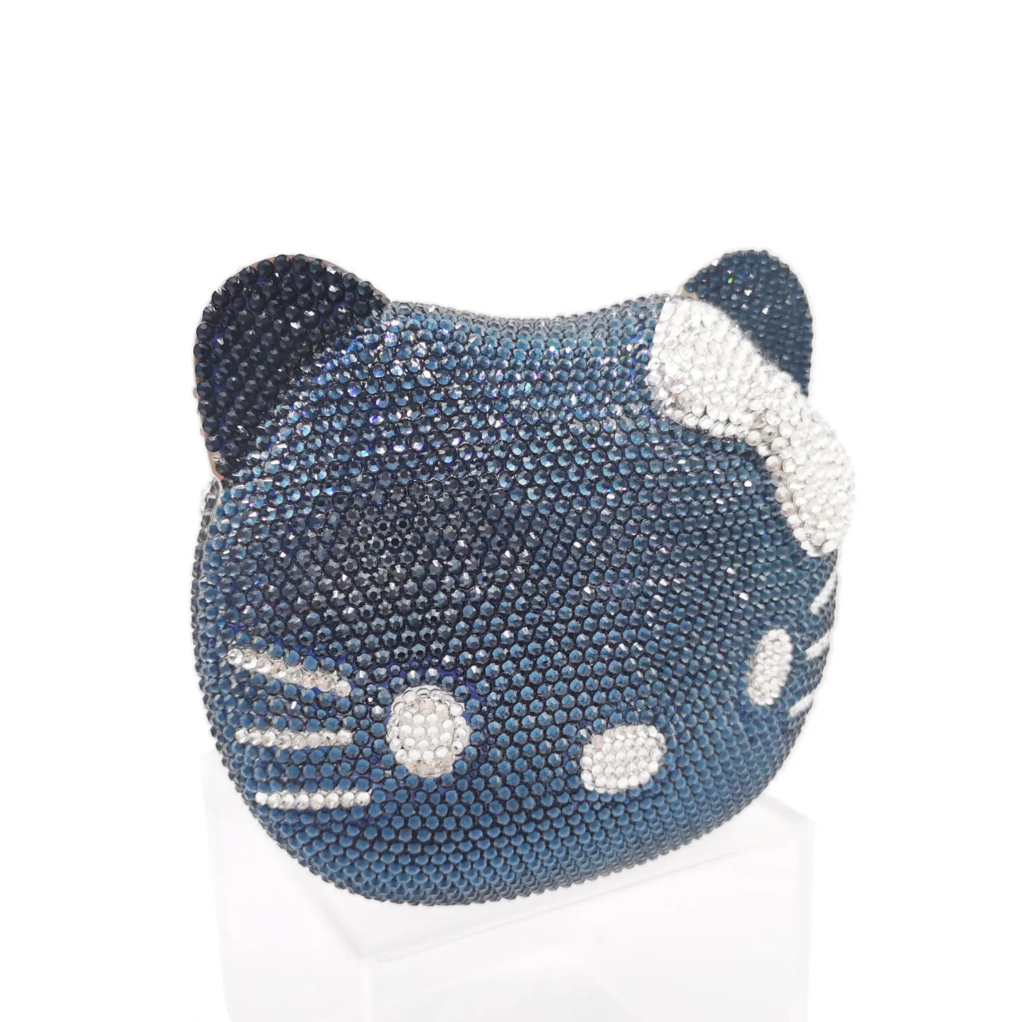 Color: SKY BLUE - Luxury Navy Blue Crystal Animal Evening Bags Cat Designer Party Purse Ladies Clutch Bags Women Handbags