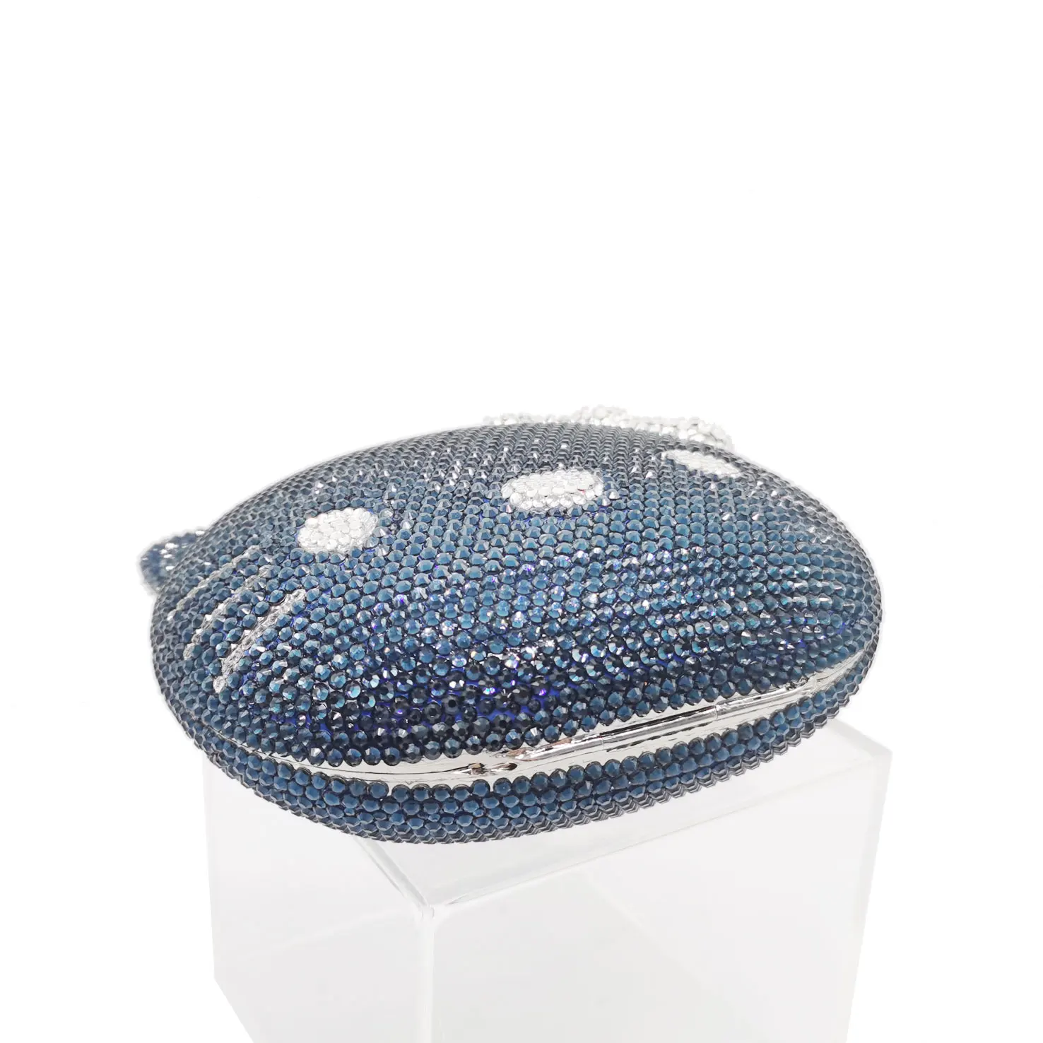Color: SKY BLUE - Luxury Navy Blue Crystal Animal Evening Bags Cat Designer Party Purse Ladies Clutch Bags Women Handbags