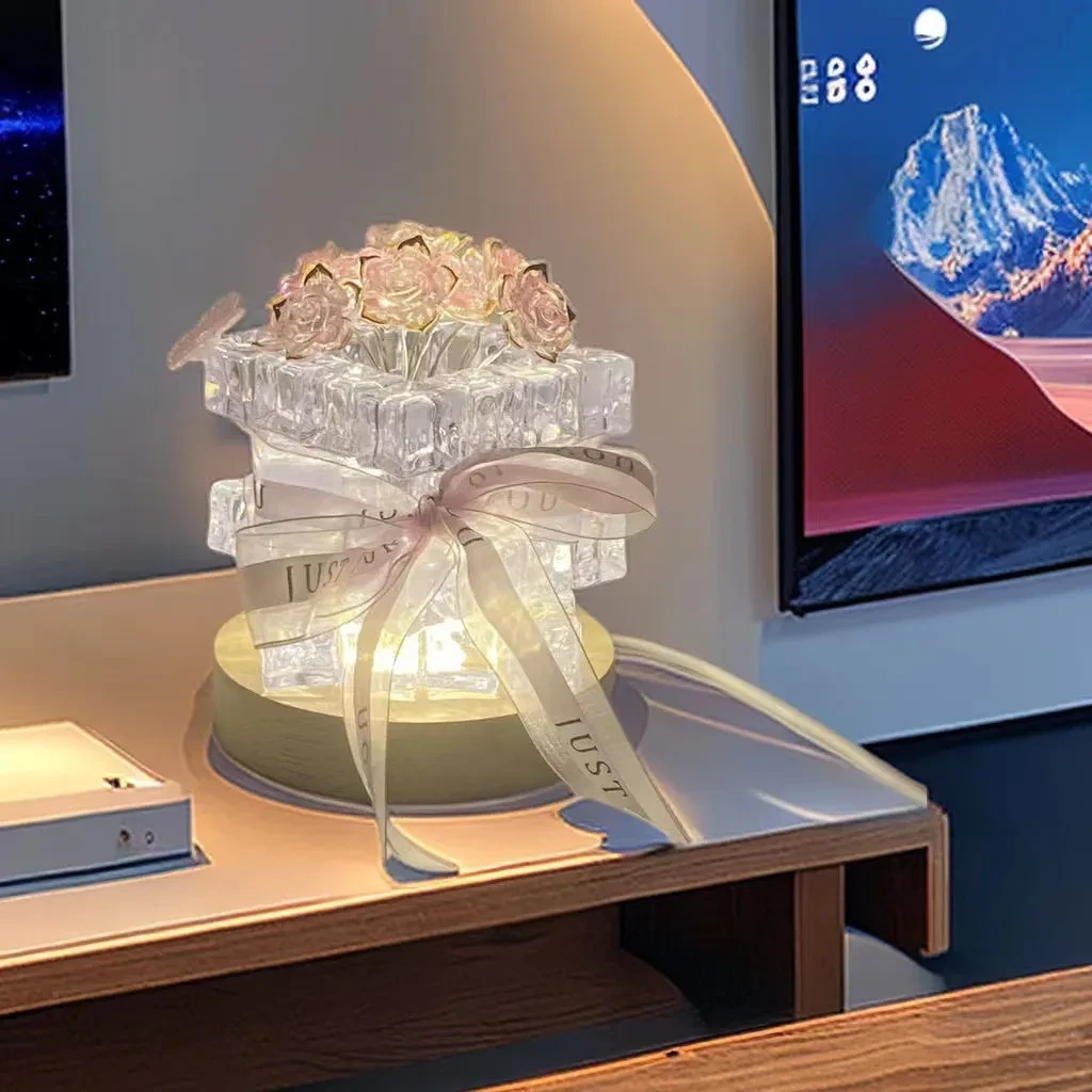 Cube Rose Small Night Lamp Ambience Light