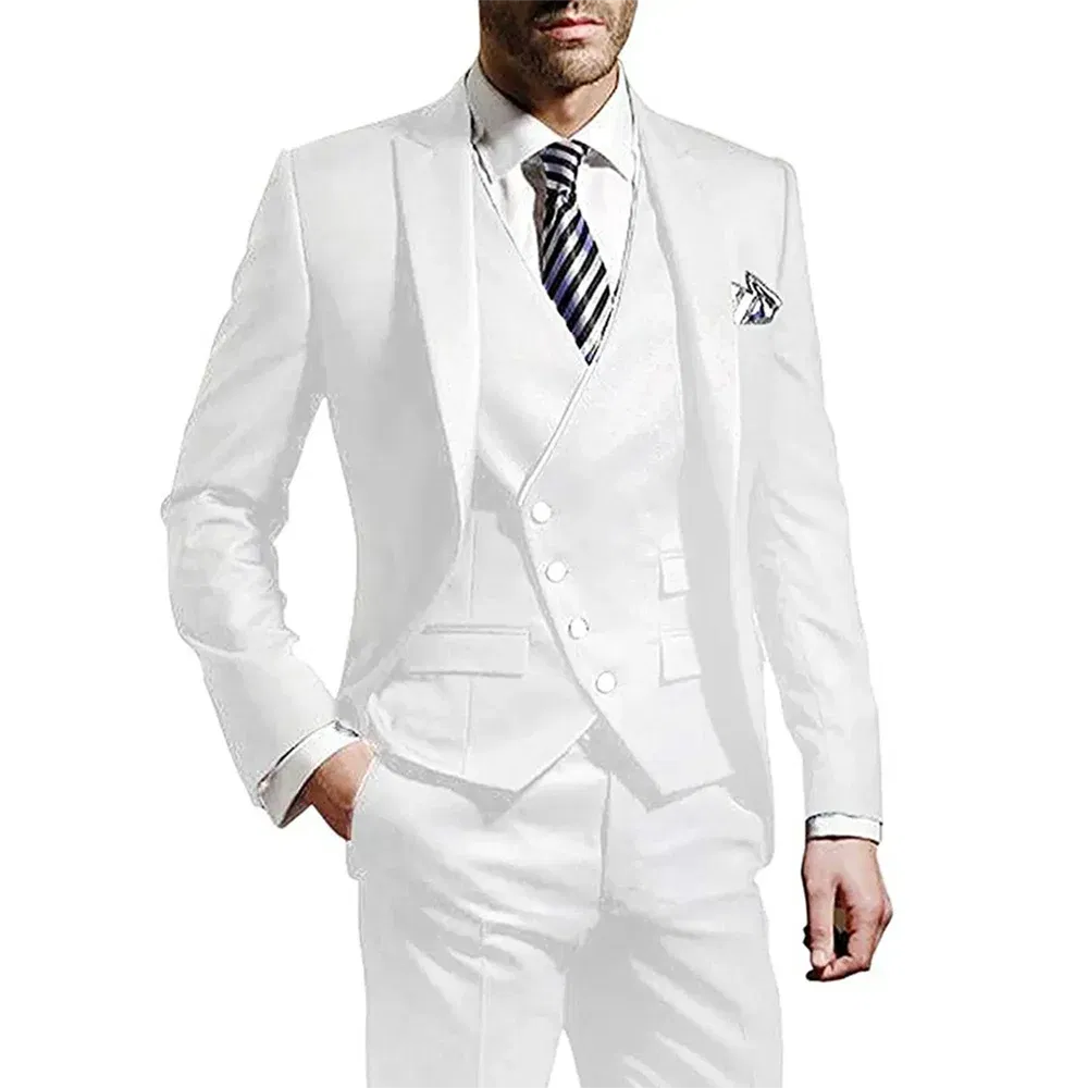 Color: Burgundy, Size: XXS, Ships From: CHINA - White Men Wedding Suits Groom Wear Peak Lapel Wedding Groom Tuxedos Business Party Suit 3 Pieces (Jacket+Vest+Pant?‰Costume Homme