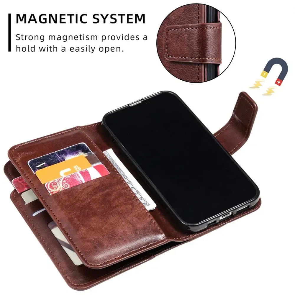 Color: Blue, Material: Polyester - Flip Leather Case for Redmi Note 13 12 11 Pro 13C 9 9A 9C Wallet Card Cover For Xiaomi 13T 11T Poco X5 C65 M6 X4 Pro