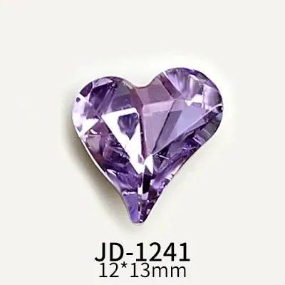 Color: WHITE - 20pcs Nail Art Light Purple Sparkling Crystal Glass Diamond Violet Pointed Bottom Bare Rhinestone Gem Nail Accessories Charms