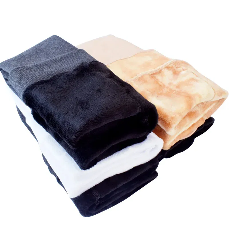 Color: black, Size: 80cm - High Quality Winter Fur Girls Leggings Thick Velvet Children Pants Warm Elastic Waist Cotton Kids Girls Trousers