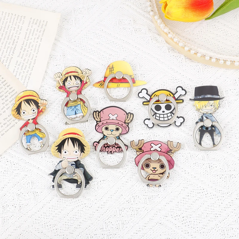 Color: Yellow - Anime One Piece Mobile Phone Stand Holder Finger Ring Chopper Luffy Phone Ring Buckle Bracket For IPhone Huawei Xiaomi All Phone
