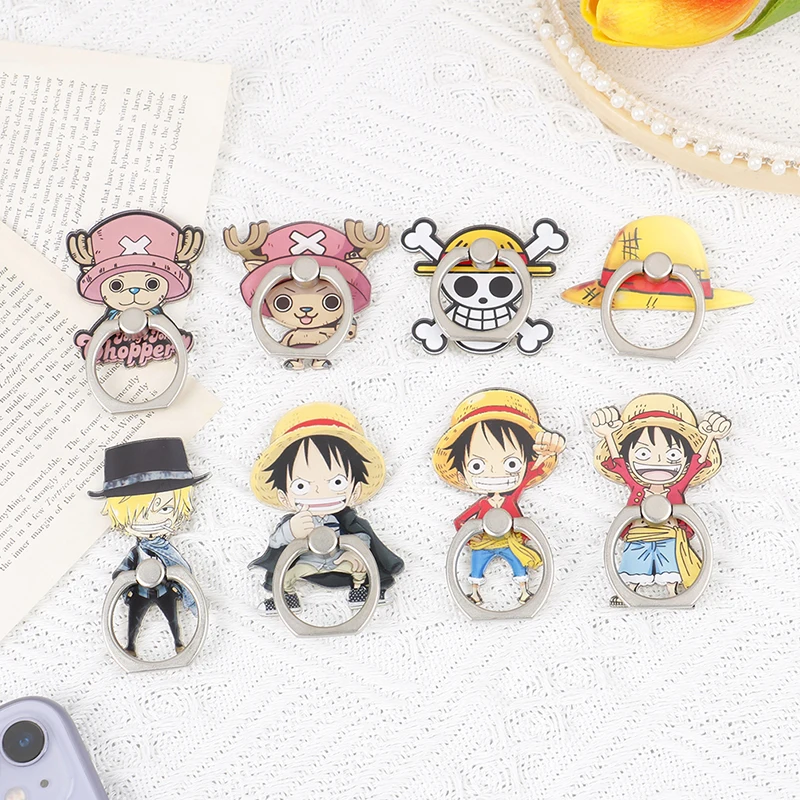 Color: Yellow - Anime One Piece Mobile Phone Stand Holder Finger Ring Chopper Luffy Phone Ring Buckle Bracket For IPhone Huawei Xiaomi All Phone