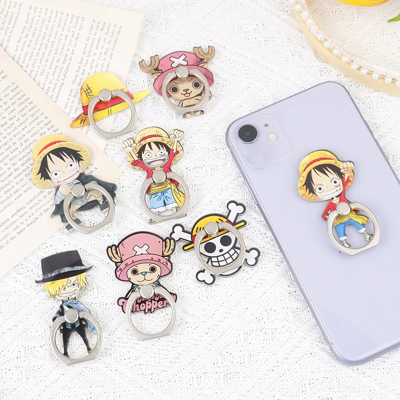 Color: Yellow - Anime One Piece Mobile Phone Stand Holder Finger Ring Chopper Luffy Phone Ring Buckle Bracket For IPhone Huawei Xiaomi All Phone