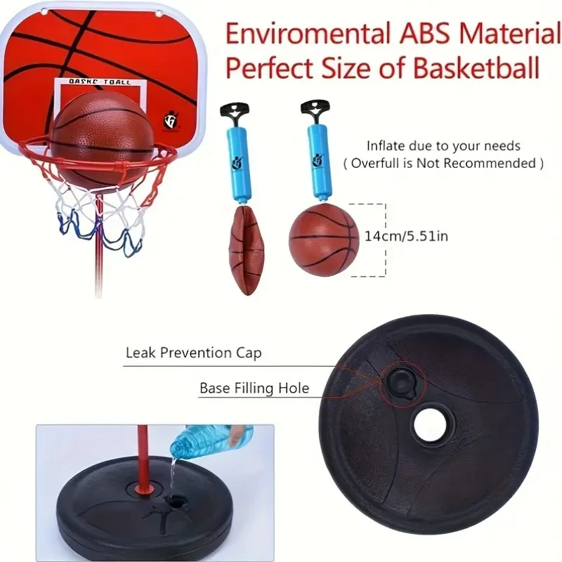 Adjustable Height Kids Basketball Hoop Set - Indoor Play Sports Toy