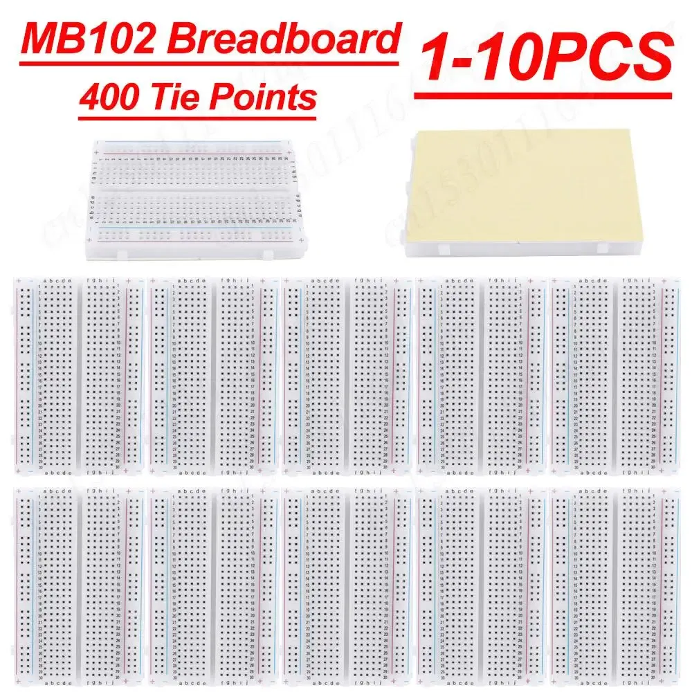 Color: MAROON, Ships From: CN - 1-10Pc 400 Tie Points Solderless PCB Breadboard Spliceable Universal MB102 Breadboard DIY Bread Board for Experiment Test Robot