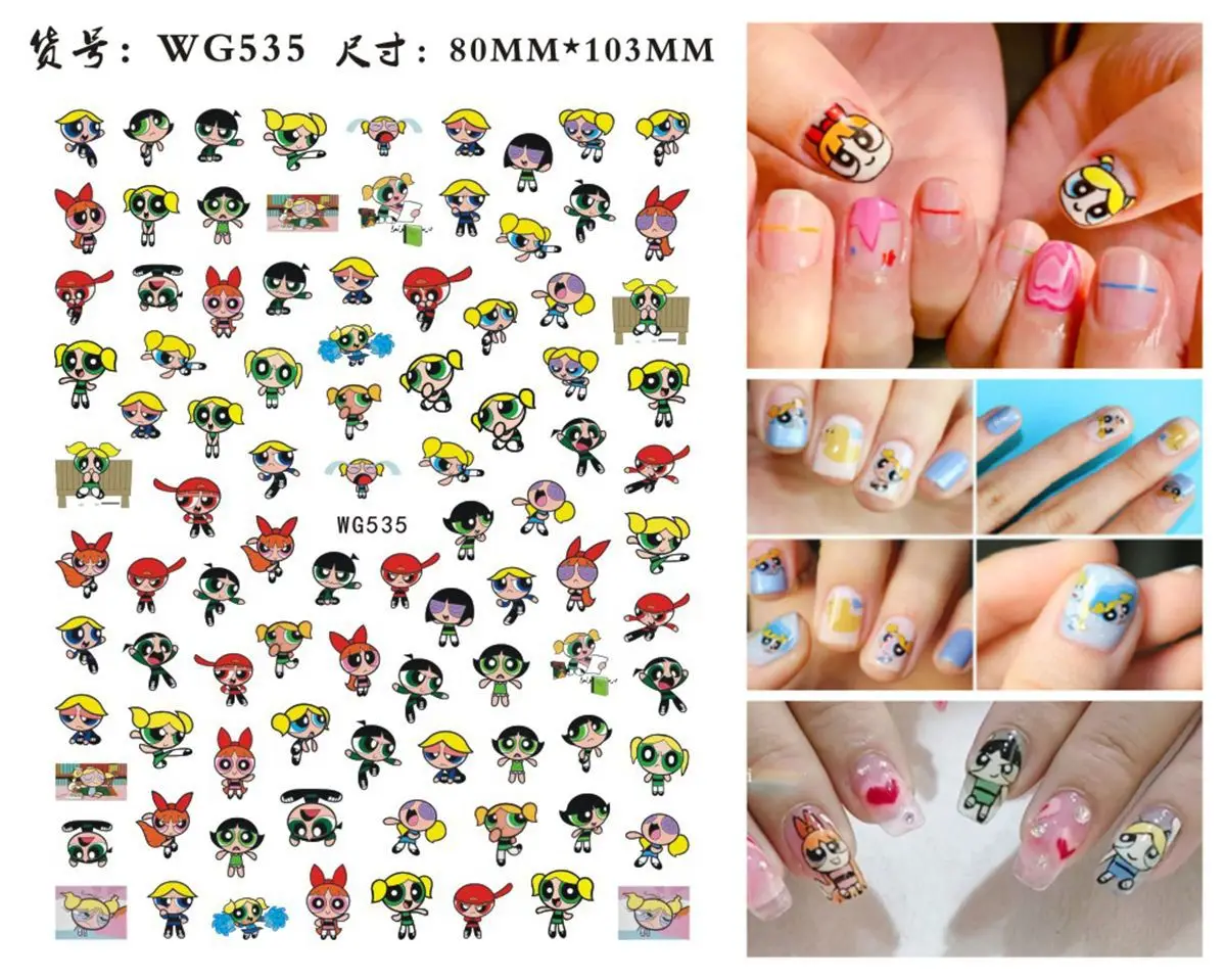 Color: transparent - 1PCS Big Eyes Girl 3D Adhesive Nail Art Sticker Pikachu Lilo and Stitch Cartoon Nail Sticker Nail Decal Nail Art Decoration