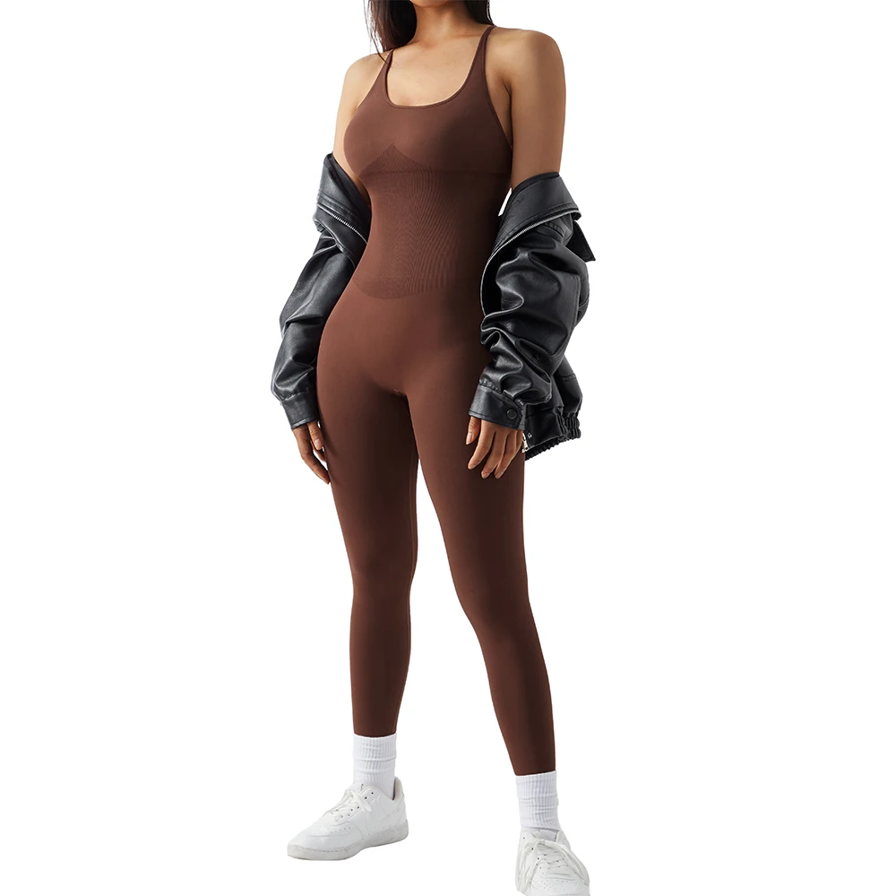 Color: sunny yellow, Size: XL - Bodycon Jumpsuit Women Full Seasons Casual Fitness Sporty Playsuit Sleeveless Slim Activewear All In One Jumpsuit Clothing Lady