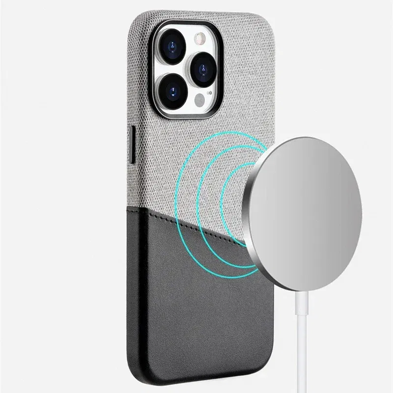 Color: SKY BLUE, Material: POLYESTER - Card Holder MagSafe Leather Phone Case For iPhone 14 16 Pro Max 13 15 Pro 12 Pocket Wireless Charging Alloy Lens Hit Color Cover