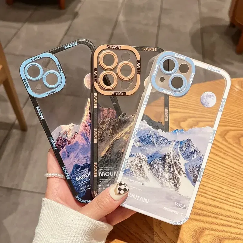 Color: Gold, Material: Microfiber - Retro INS Sunset Sky Clouds Moon Pattern Case For Samsung Galaxy S10 S20 S21 S22 S23 S24 FE Plus Ultra Note 20 Shockproof Cover