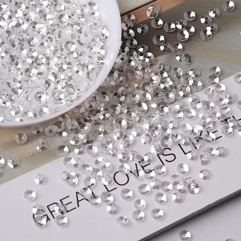 Color: Antique Copper - 10g/pack 3mm Cup PVC Round Transparent Crystal Loose Sequins Sewing Wedding Craft Women Kids DIY Garment Nail Accessories