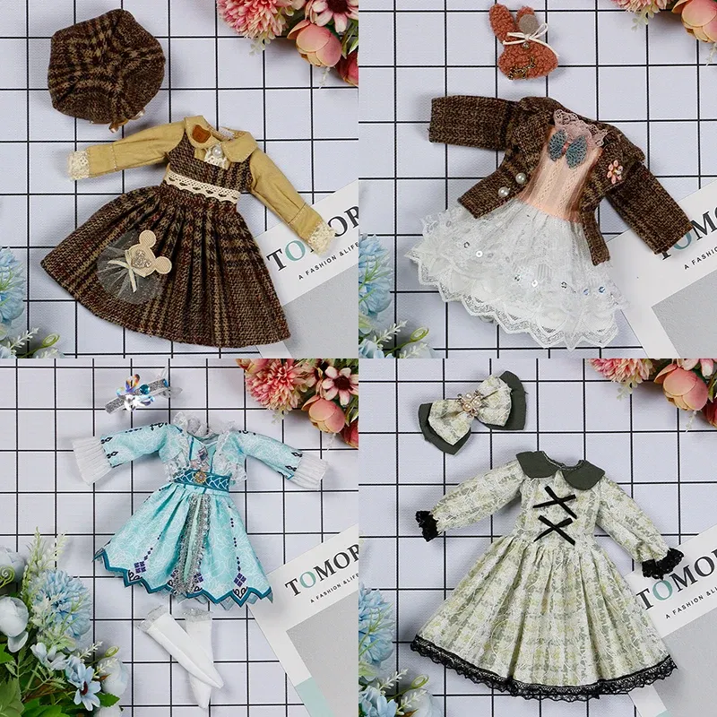 Color: Garnet - 30CM BJD Doll Clothes Girl Dress Up Makeup DIY Toys Accessories Dress Princess Doll House Set Children Humanoid Doll Girl Gifts