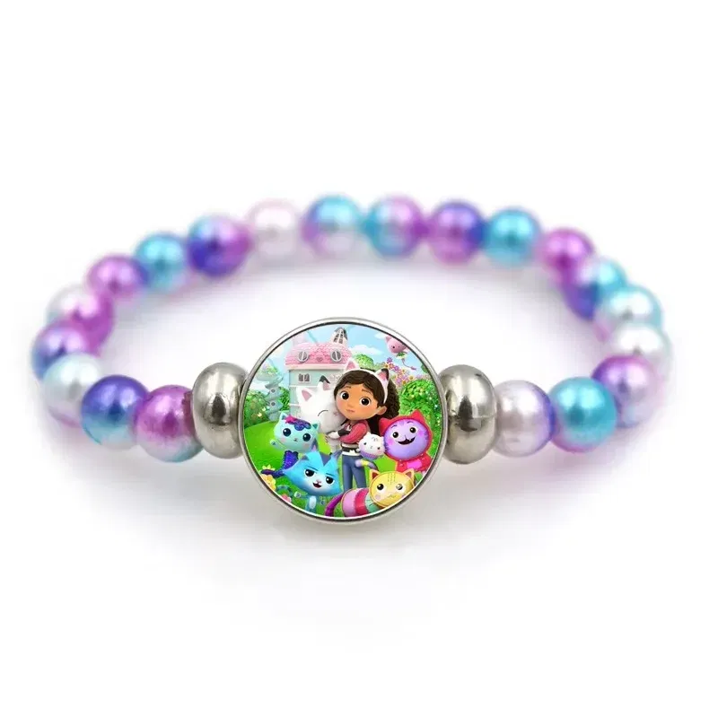 Color: Chocolate, Size: 12" - Gabby Dollhouse Bracelet Fashion Beaded Wristband Cartoon Anime Jewelry Accessories Kids Girls Boys Birthday Baby Shower Gift