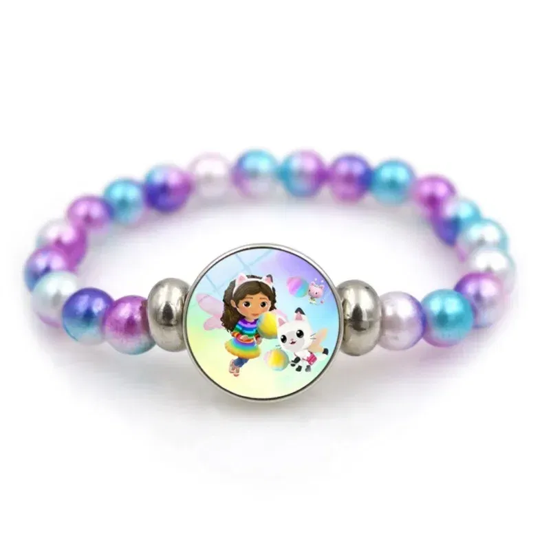 Color: Chocolate, Size: 12" - Gabby Dollhouse Bracelet Fashion Beaded Wristband Cartoon Anime Jewelry Accessories Kids Girls Boys Birthday Baby Shower Gift