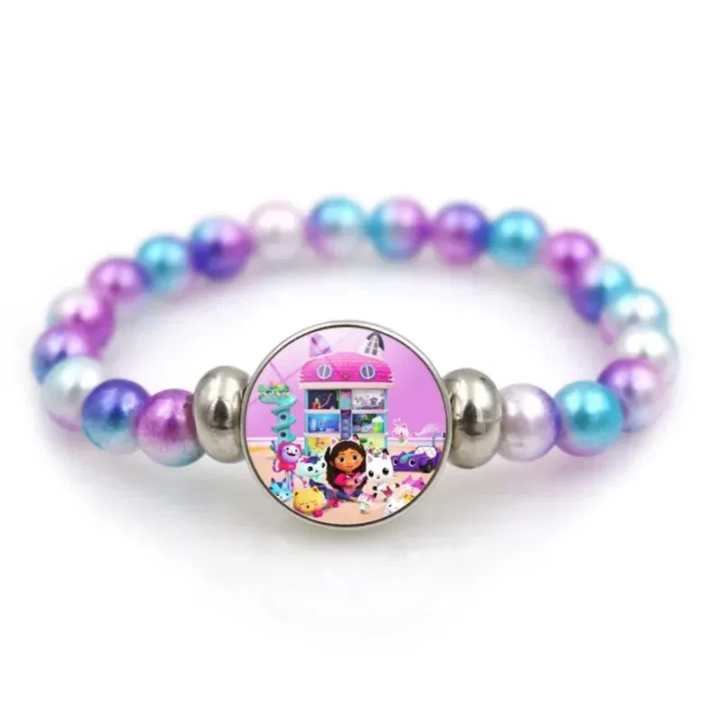 Color: Chocolate, Size: 12" - Gabby Dollhouse Bracelet Fashion Beaded Wristband Cartoon Anime Jewelry Accessories Kids Girls Boys Birthday Baby Shower Gift