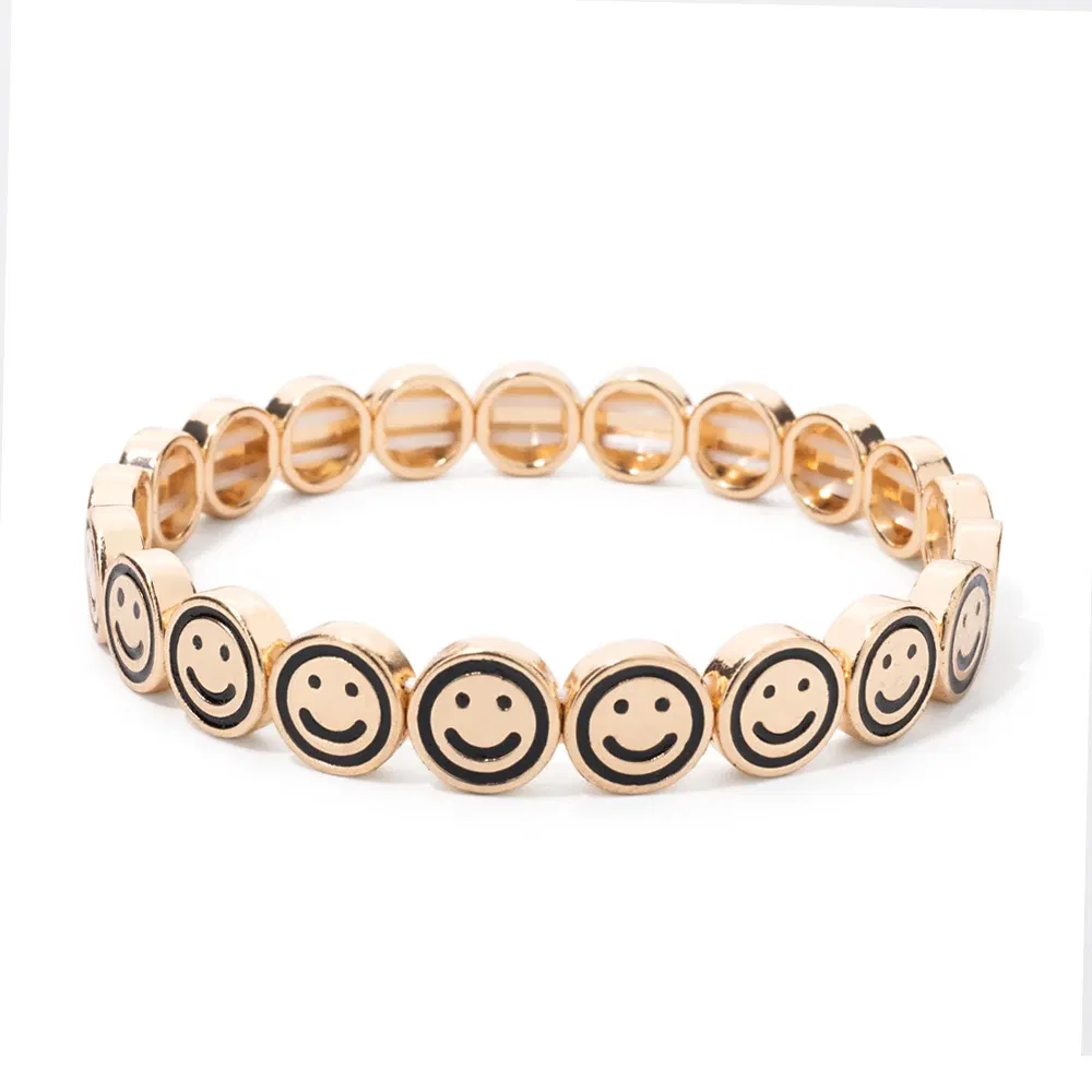Metal Color: Light Yellow Gold Color, Ships From: CHINA, Diameter: 50-52mm - 2024 New Rhinestone Happy Bangle For Women Diamond Hand Accessory