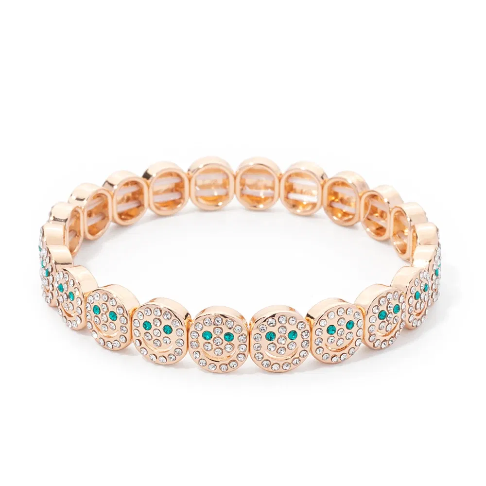 Metal Color: Light Yellow Gold Color, Ships From: CHINA, Diameter: 50-52mm - 2024 New Rhinestone Happy Bangle For Women Diamond Hand Accessory