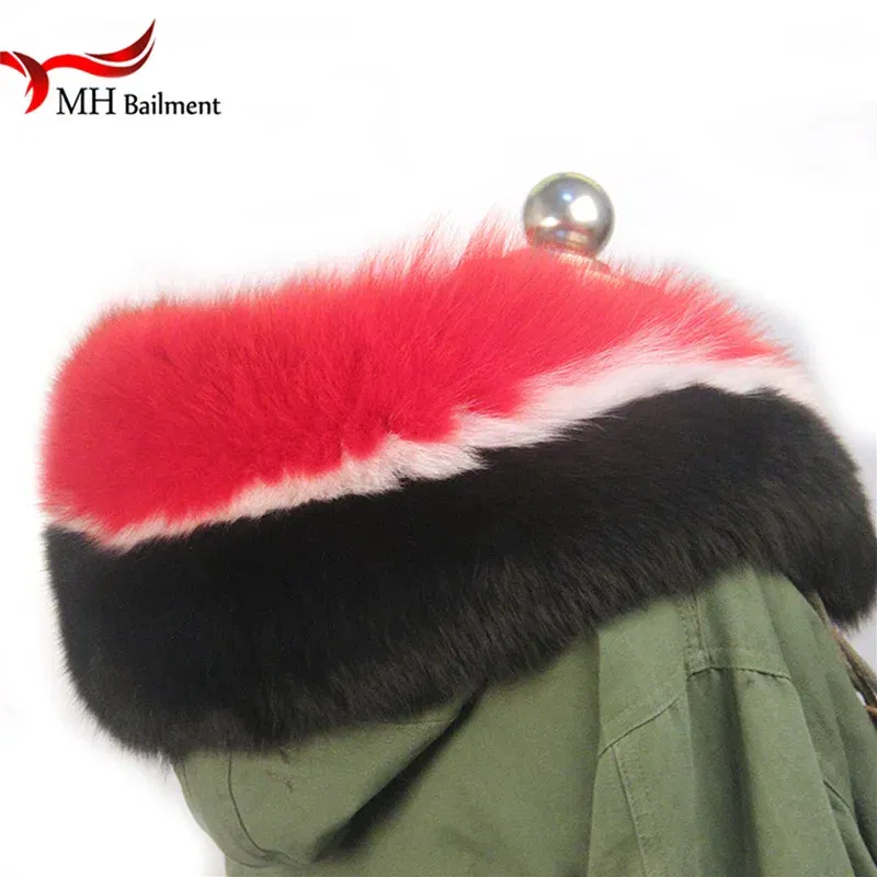 Color: army green, Size: XXS - 100% Real Raccoon Fur Scarf Coat Collar Ladies Winter Luxury Authentic Raccoon Warm Neck Shawl Coat Collar Furry Shawl Women