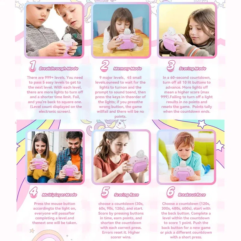 Color: Transparent - 999 Level Electronic Pop Quick Push Bubbles Game Machine Kids Cartoon Fun Squeezing Toys Anti Stress Sensory Bubble Toy Gifts