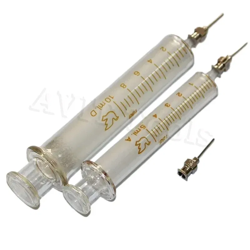 Color: Red - Glass Syringe 1ml 2ml 5ml 10ml 20ml 30ml Syringe Metal Needle Welding Oil Container Glass Push Rod Mobile Phone Repair Tools