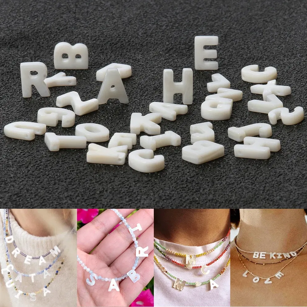Color: Hot Pink - Trend DIY Handmade Vertical Capital Letter Pendant Beads Jewelry Making Accessories Necklace Bracelet Letras Materiales