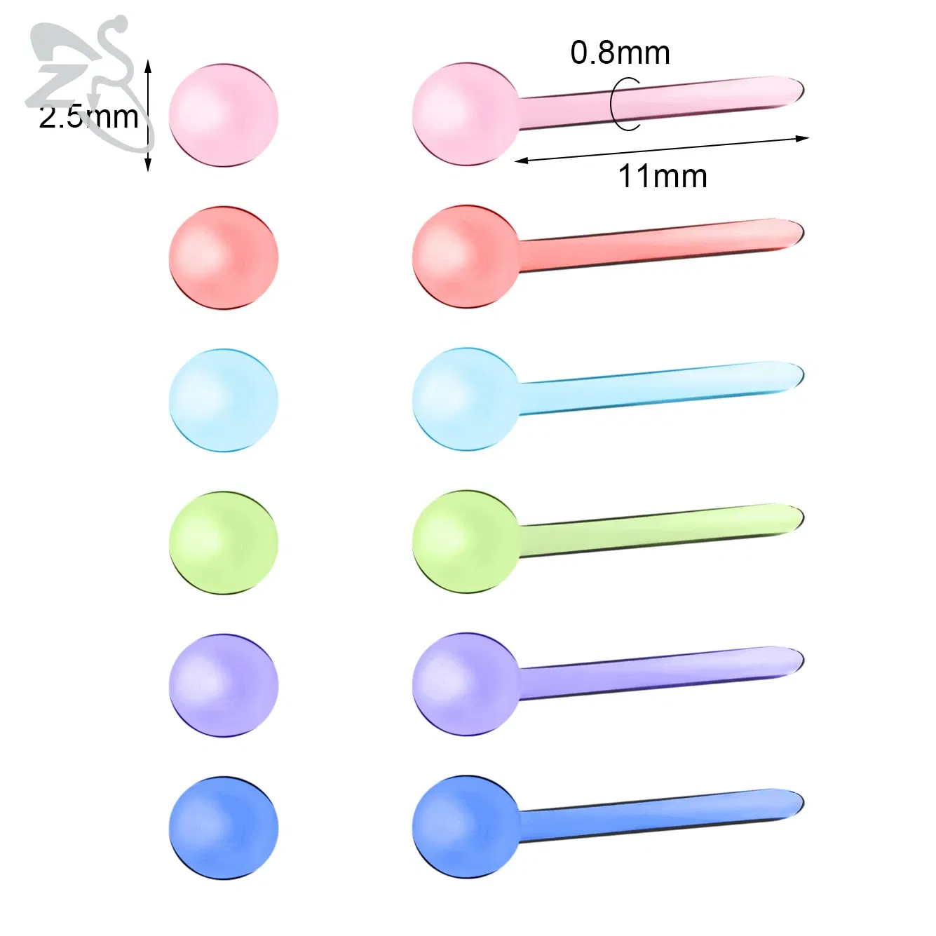 Metal Color: Titanium Plated - ZS 10-50pcs/lot Colorful Acrylic Stud Earring Invisible Transparent Anti-allergy Ear Pin 20G Star Ball Curing Ear Hole Retainer
