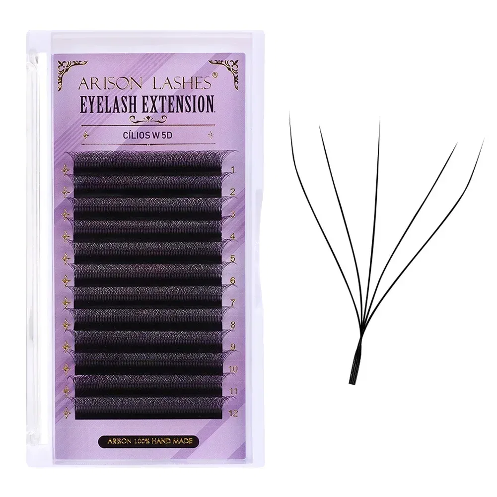 Color: BLACK & RED, Curl: D, Thickness: 0.07mm, Length: MIX - ARISON YY Lashes and 3D/4D/5D W Shape Lashes Brasileiro Premade Volume Eyelashes Extension Soft Thin Easily Grafting Extension