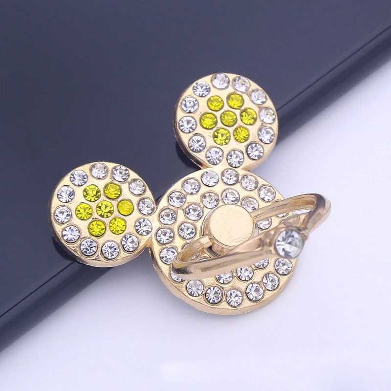 Color: Red - Cute Anime Mickey Mouse Minnie Phone Finger Ring Holder With Diamond Kawaii High Quality Mobile Stand For Iphone 13 14 Huawei